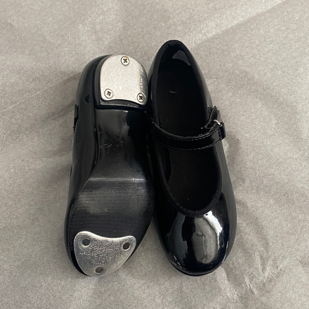 Shiny Black Kids Tap Dance Shoes